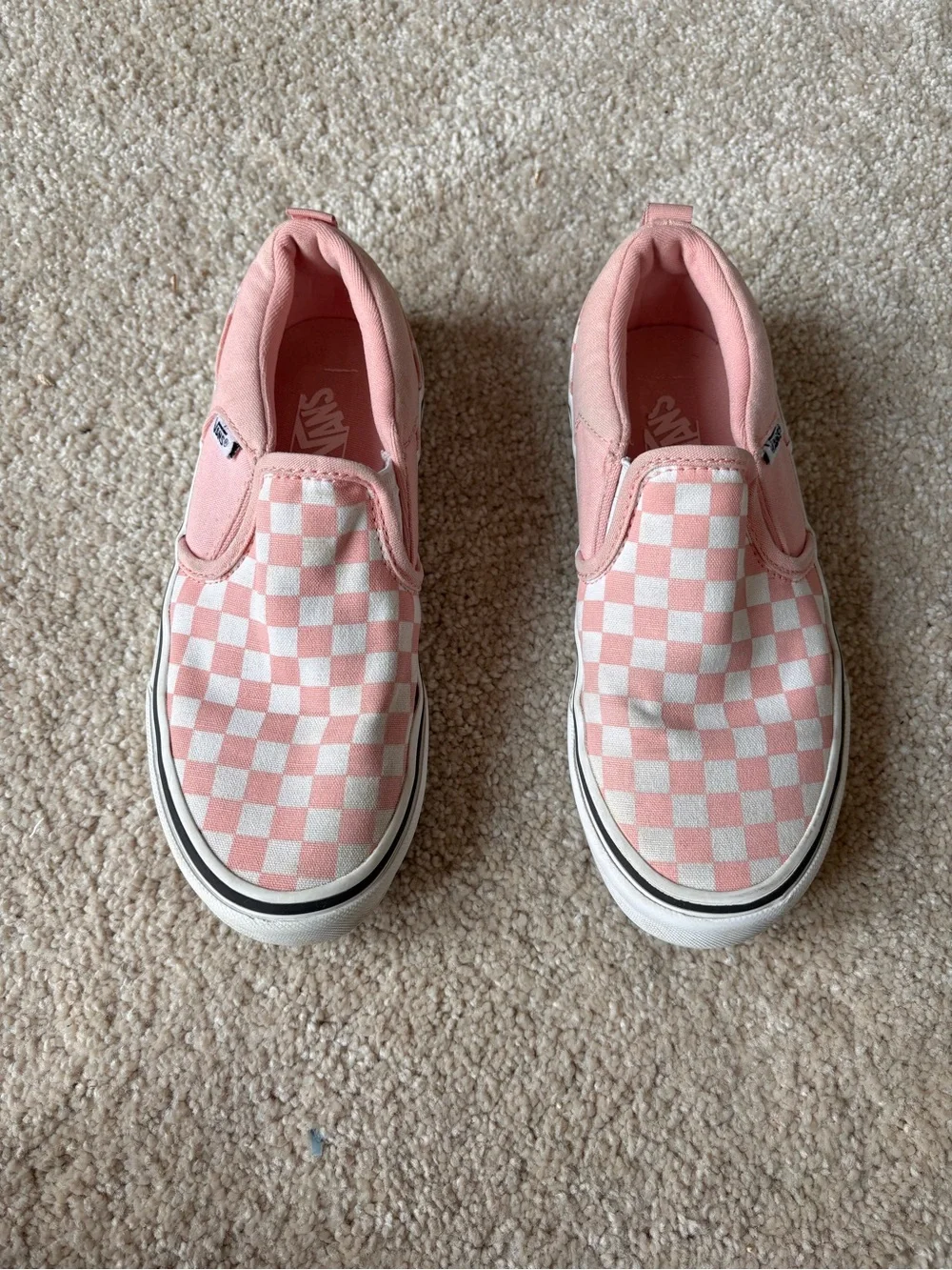 Vans Classic Slip-On Pink White Checkerboard Sneakers Youth Size 3